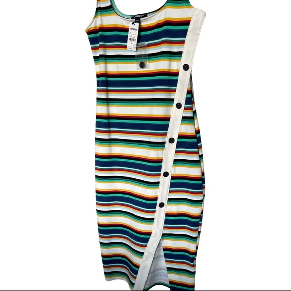 NWT Express side button tank striped midi dress. - Picture 4 of 8